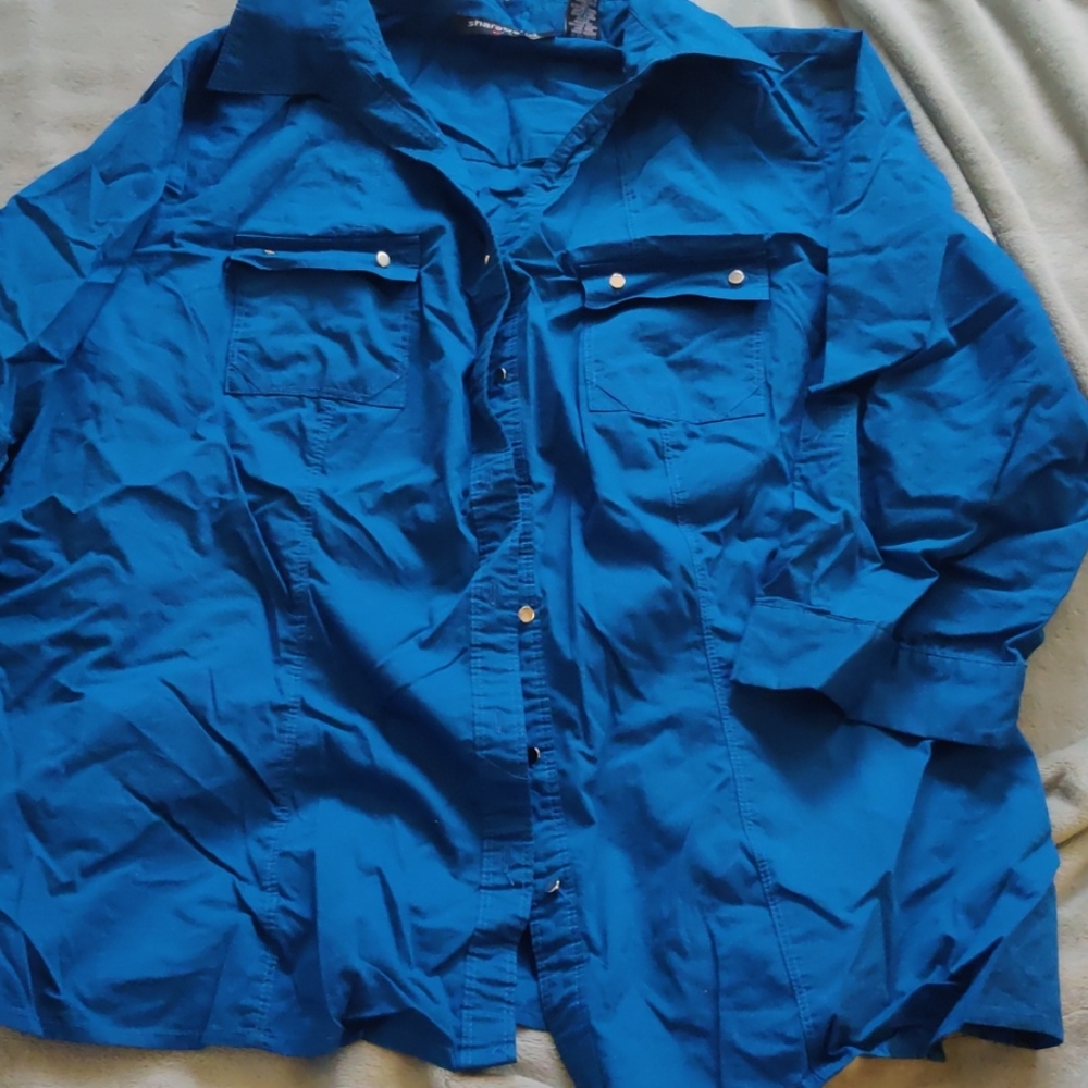 Gorgeous blue button down with silver snaps - Picture 1 of 2